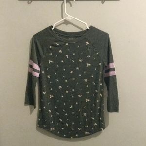 Gray Floral Shirt Women's XS